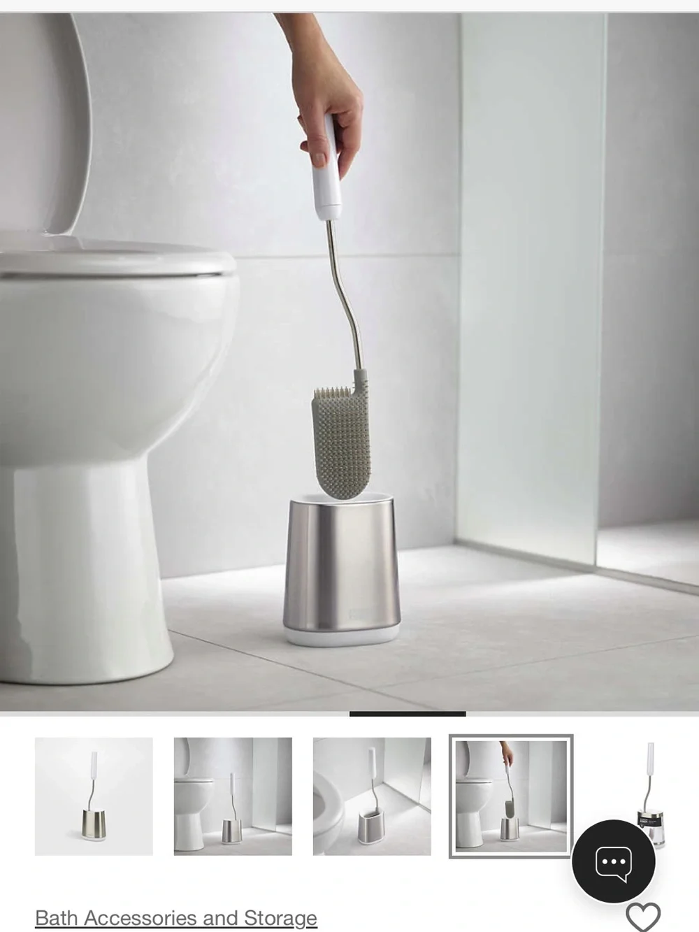 Crate&Barrel Stainless Steel and White Toilet Brush with Holder (still in box)
